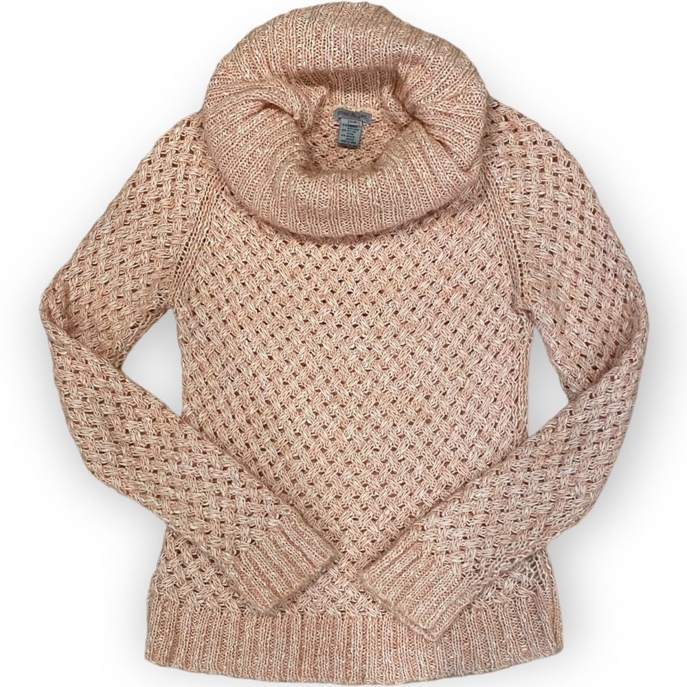 Max & Jac Cowl Neck Pink Peach Knit Warm Sweater. Size Large.